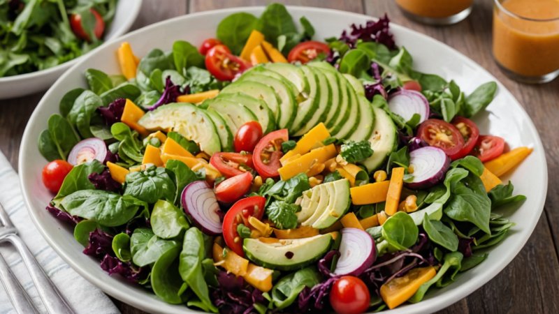sunne salater, salat oppskrifter, næringsrike ingredienser, salatdressinger, måltidsforberedelse salater