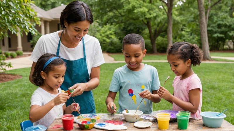 kreative aktiviteter, barn, helg, familie moro, kunstprosjekter, utendørs spill, baking