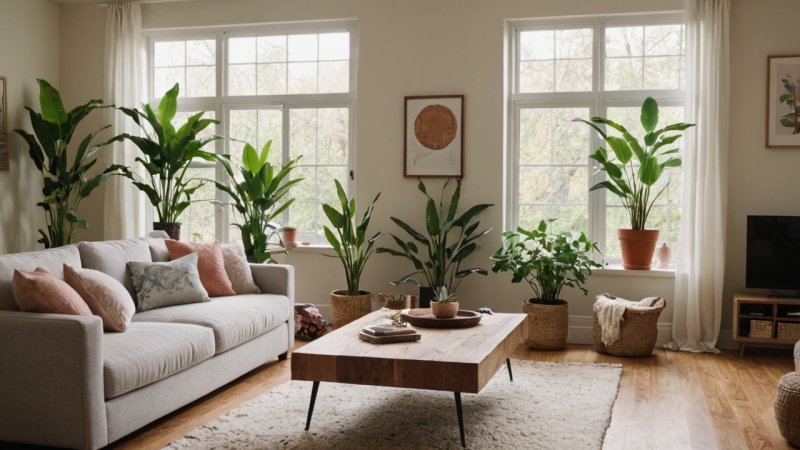 hjemkvalitet, interiørdesign, organisering, belysning, farger, planter