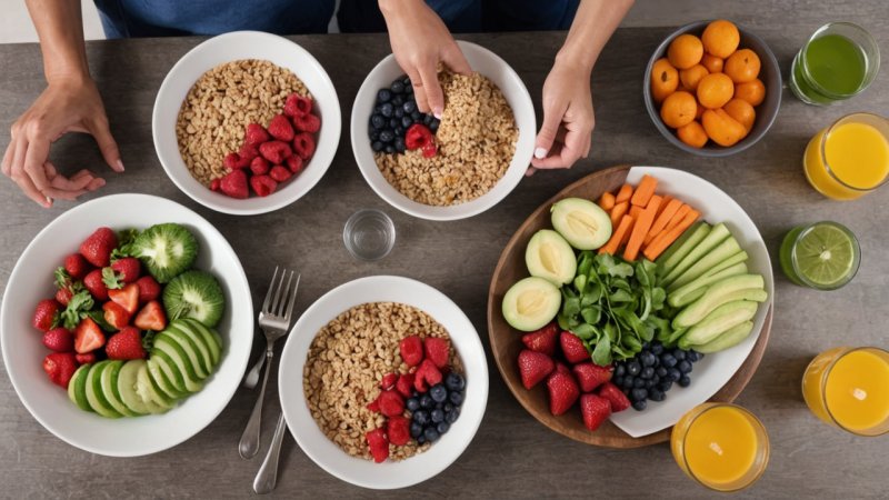 balansert kosthold, familieernæring, sunn mat, måltidsplanlegging, frukt og grønnsaker, hele korn, porsjonskontroll
