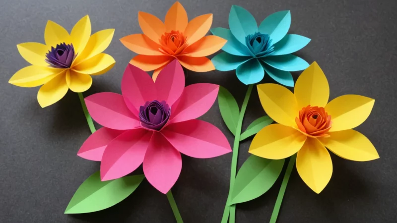 papirblomster, barnehåndverk, familieaktiviteter, kreative prosjekter, DIY papirkunst