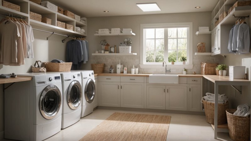 vaskerom design, organiseringstips, boligforbedring, plassoptimalisering